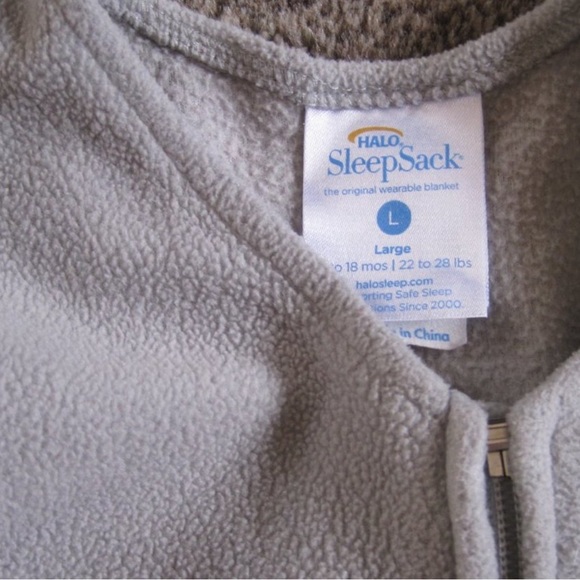 Halo Fleece SleepSack Wearable Blanket Gray Full Zip Large 12-18M 22-28 lbs - Picture 3 of 3